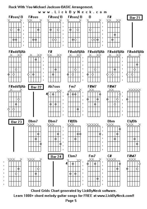 Chord Grids Chart of chord melody fingerstyle guitar song-Rock With You-Michael Jackson-BASIC Arrangement,generated by LickByNeck software.